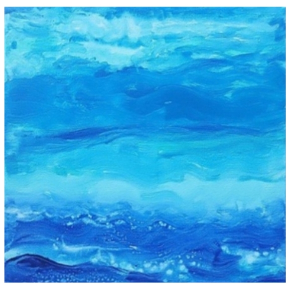 Hand Crafted Other - Hand Crafted Blue Abstract Design 12 x 12 Inches Canvas Painting